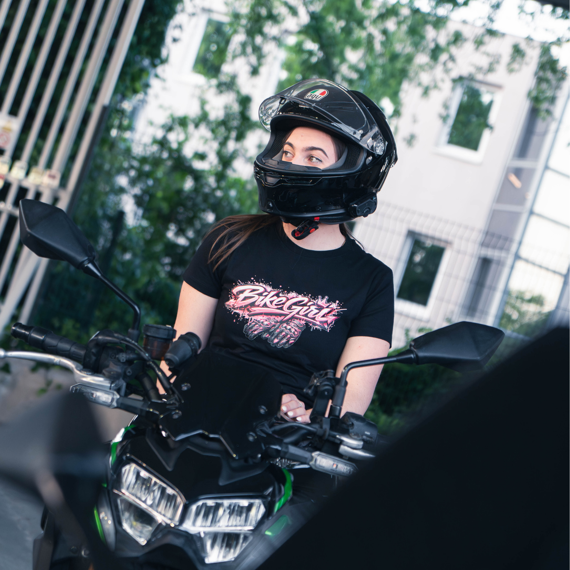 T-shirt noir  femme-BIKE GIRL